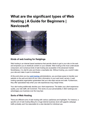 What are the significant types of Web Hosting _ A Guide for Beginners _ Navicosoft