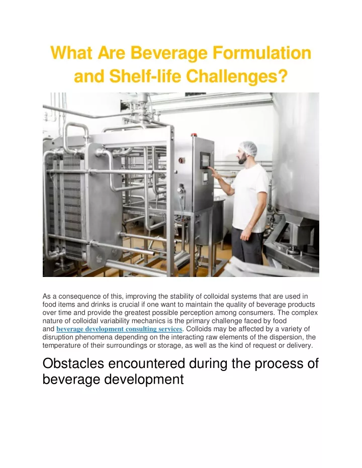 what are beverage formulation and shelf life