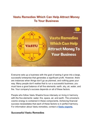 Vastu Remedies Which Can Help Attract Money To Your Business