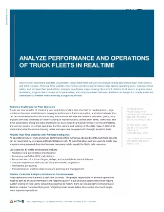 Analyze performance and operations of truck fleets in real time