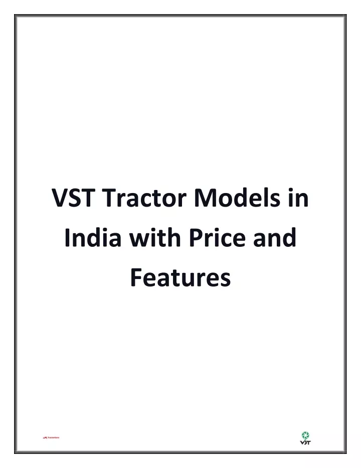 vst tractor models in india with price