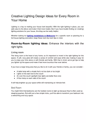 lighting installations in Melbourne