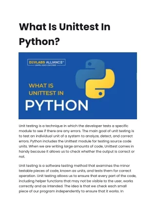 What Is Unittest In Python