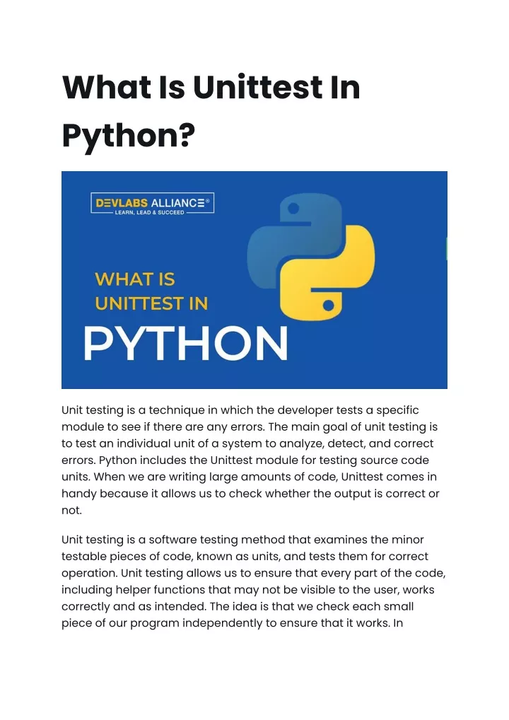 what is unittest in python