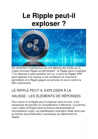 Est-ce que le Ripple peut exploser à la hausse : voici la réponse