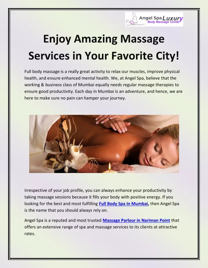 enjoy amazing massage services in your favorite