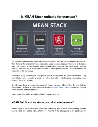Is MEAN Stack suitable for startups_