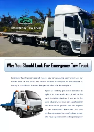 Why You Should Look For Emergency Tow Truck