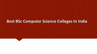 best bsc computer science colleges in india