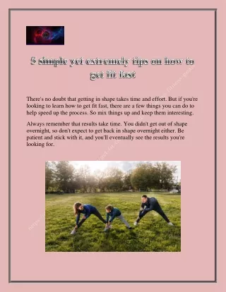 5 simple yet extremely tips on how to get fit fast