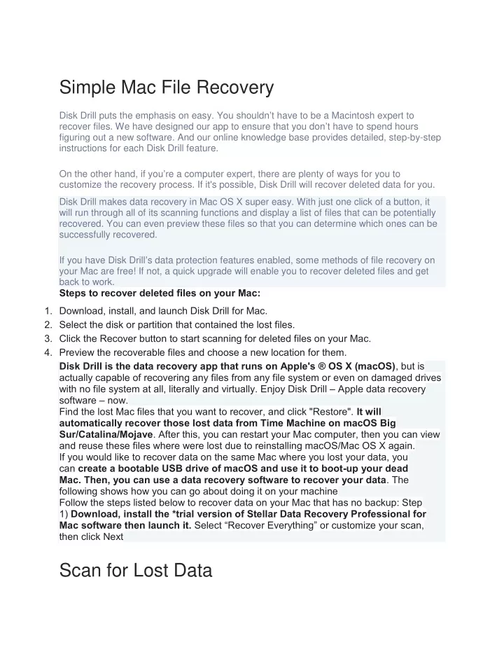 simple mac file recovery