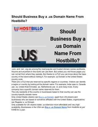 should business buy a us domain name from