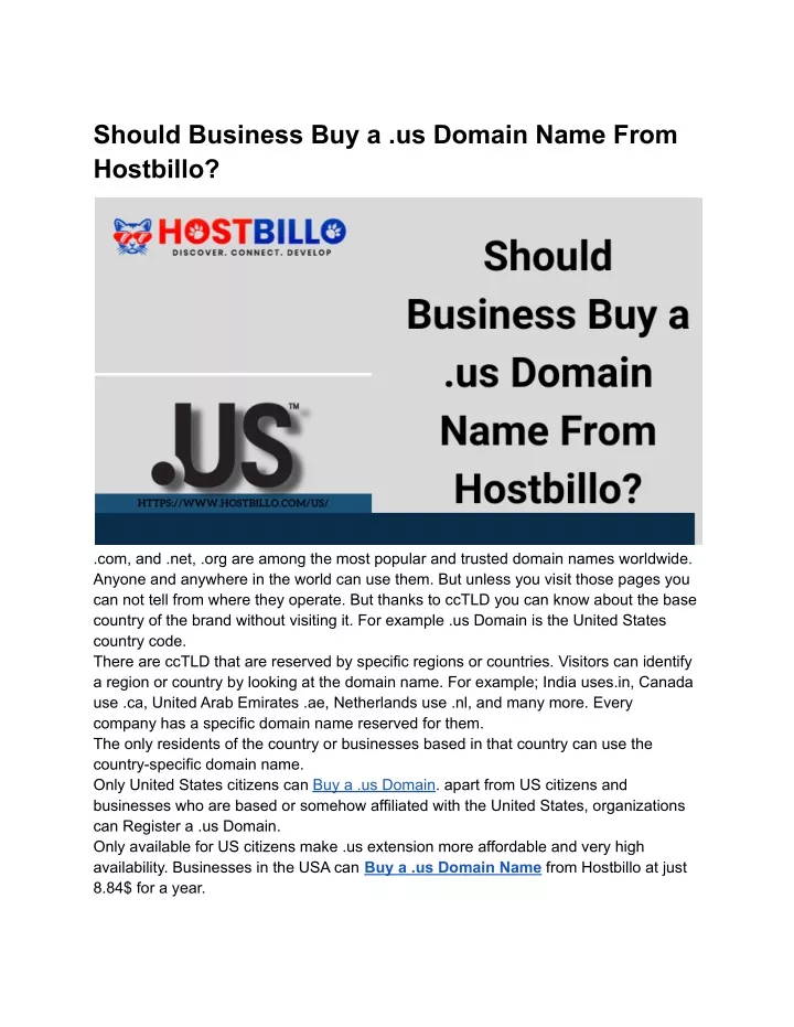 should business buy a us domain name from