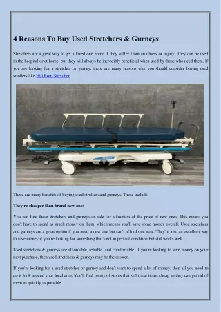 4 Reasons To Buy Used Stretchers & Gurneys