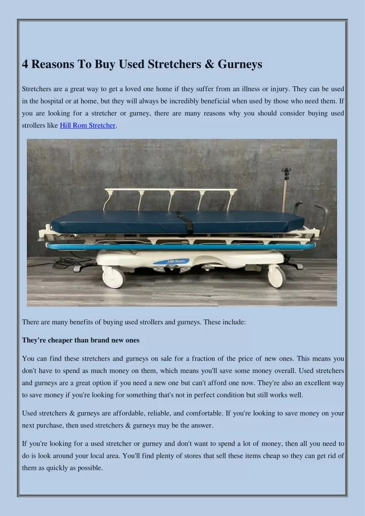 4 reasons to buy used stretchers gurneys