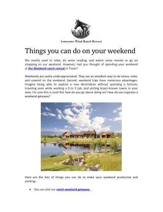 Get the Best Weekend Ranch Retreat in Texas