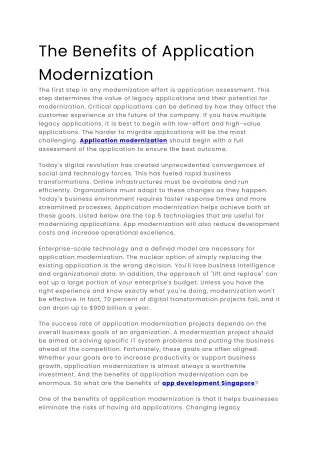 The Benefits of Application Modernization