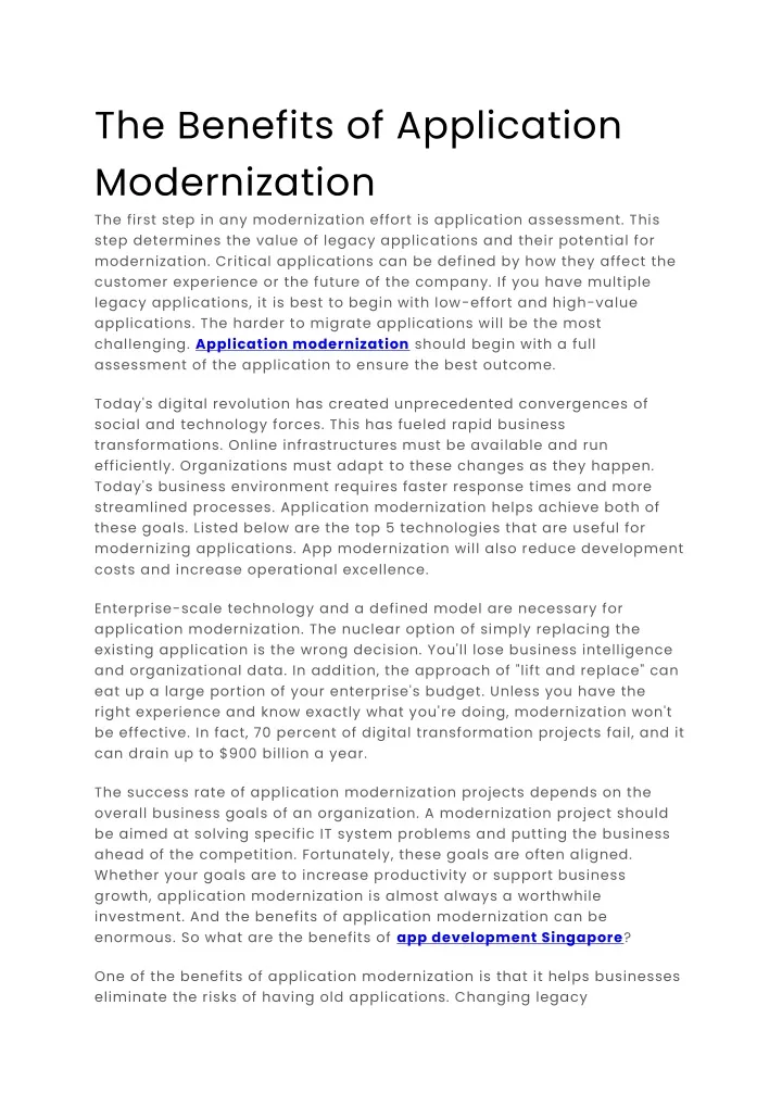 the benefits of application modernization