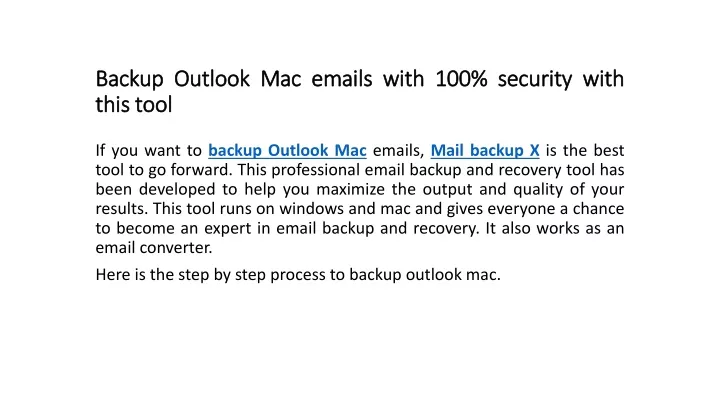 backup outlook m ac emails with 100 security with this tool