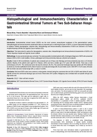 histopathological-and-immunochemistry-characteristics-of-gastrointestinal-stromal-tumors-at-two-subsaharan-hospitals