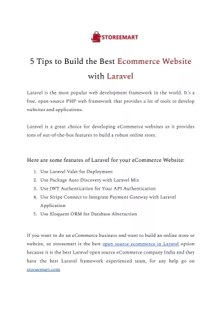 5 Tips to Build the Best Ecommerce Website with Laravel