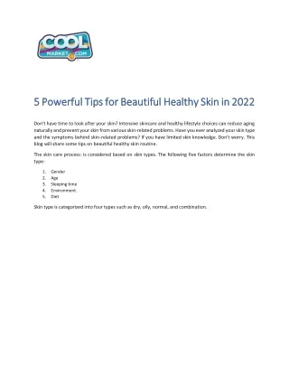 5 Powerful Tips for Beautiful Healthy Skin in 2022