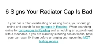 6 signs your radiator cap is bad