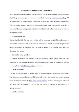 guidelines for writing a great college essay