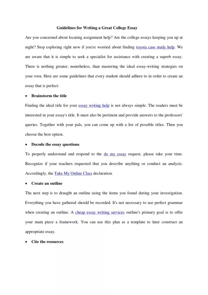 guidelines for writing a great college essay