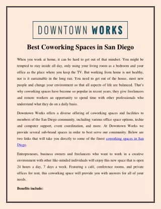 Best Coworking Spaces in San Diego