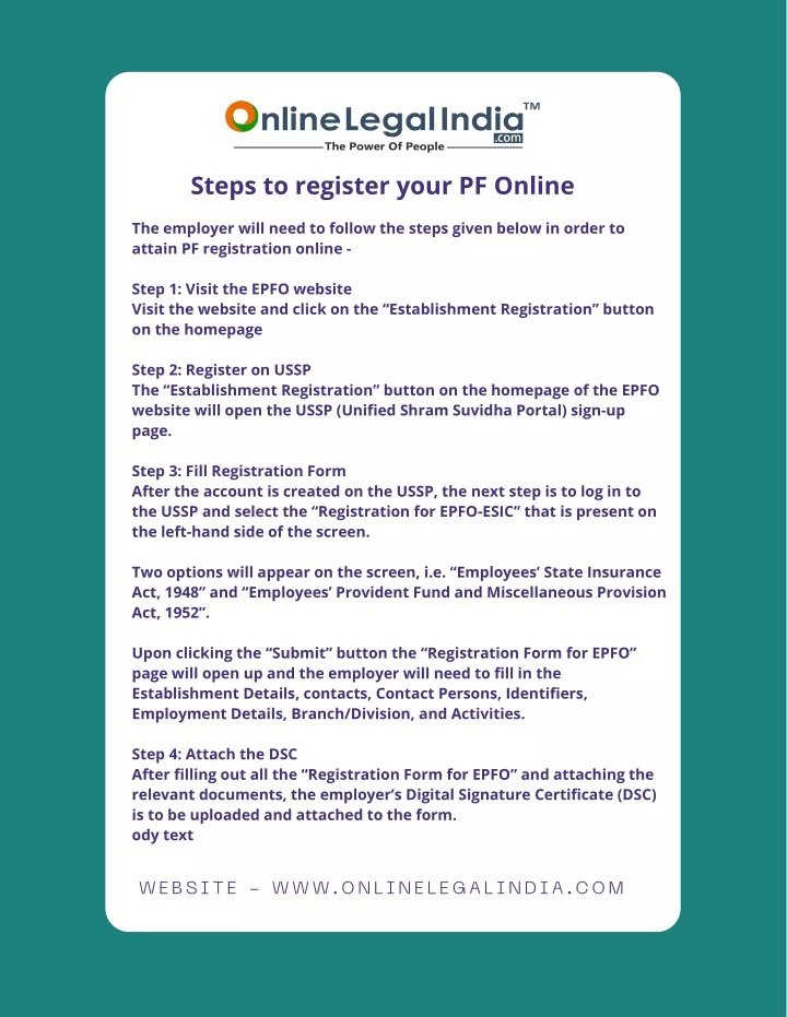 steps to register your pf online