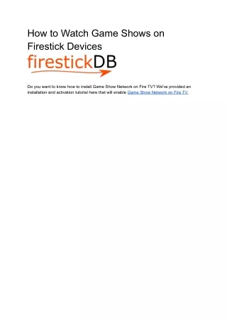 How to Watch Game Shows on Firestick Devices