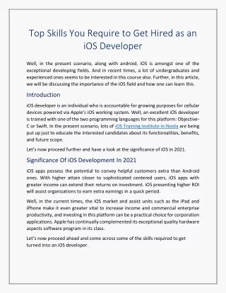 Top Skills You Require to Get Hired as an iOS Developer