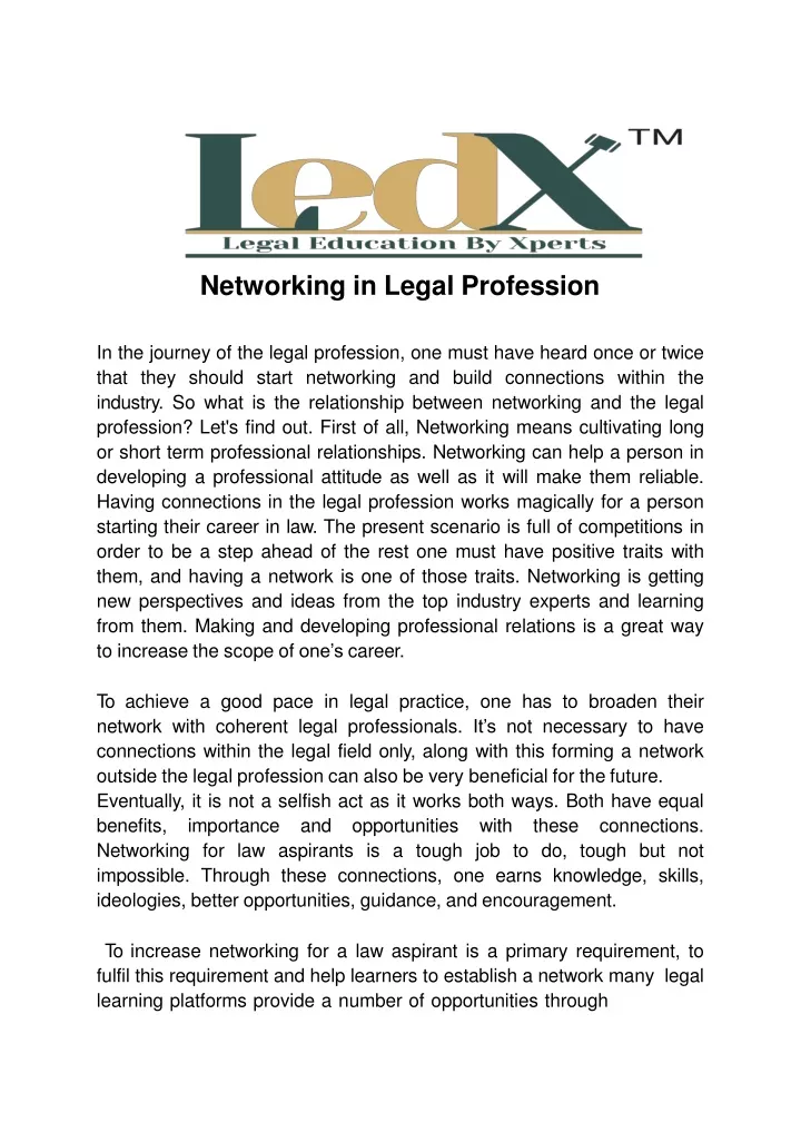 networking in legal profession in the journey