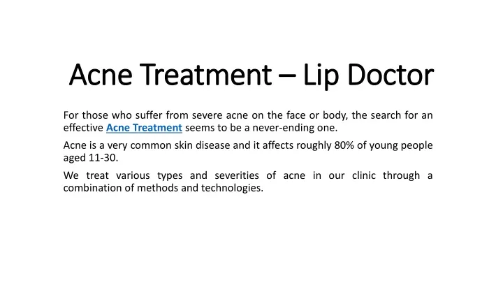 acne treatment lip doctor
