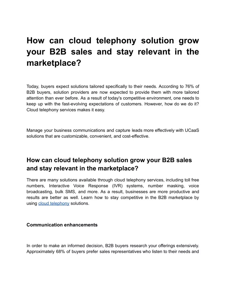 how can cloud telephony solution grow your