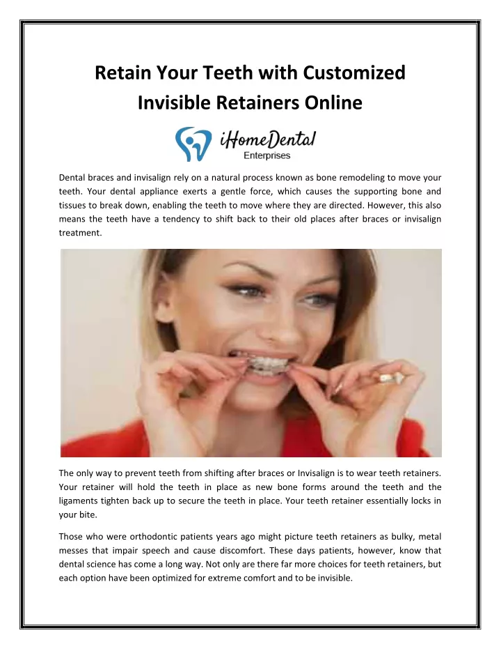 retain your teeth with customized invisible