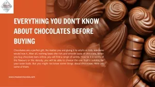 Everything You Don’t Know About Chocolates Before Buying