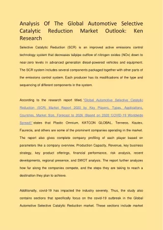 analysis of the global automotive selective