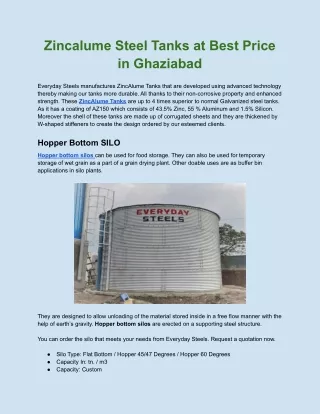 ZincAlume Steel Tanks at Best Price in Ghaziabad