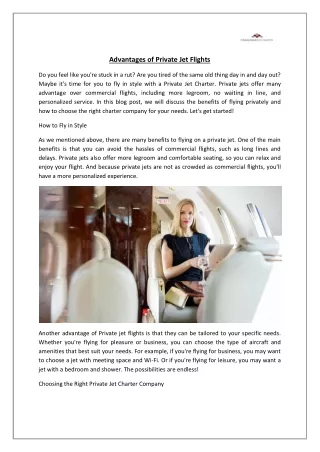 Advantages of Private Jet Flights
