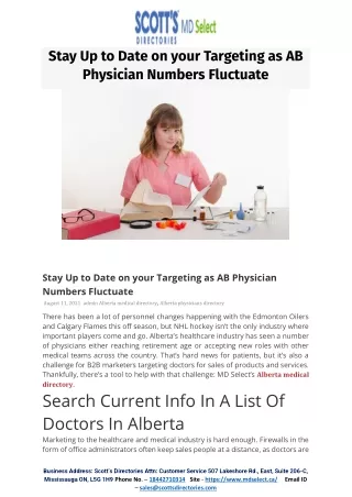 Stay Up to Date on your Targeting as AB Physician Numbers Fluctuate