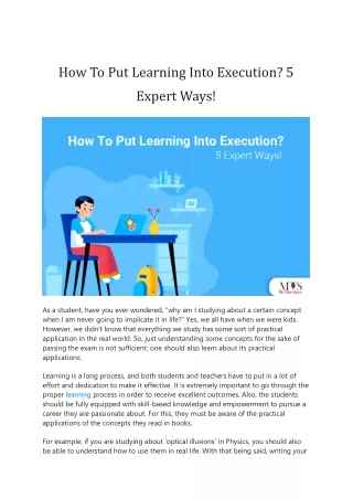 How To Put Learning Into Execution