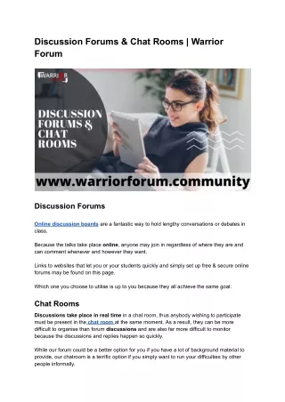 discussion forums chat rooms warrior forum