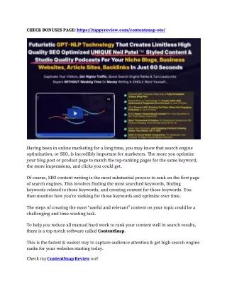 ContentSnap Review & Mega 1,600 Bonuses Value At $853,968