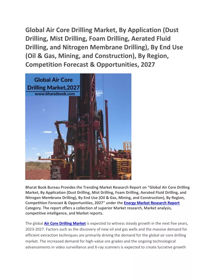 global air core drilling market by application