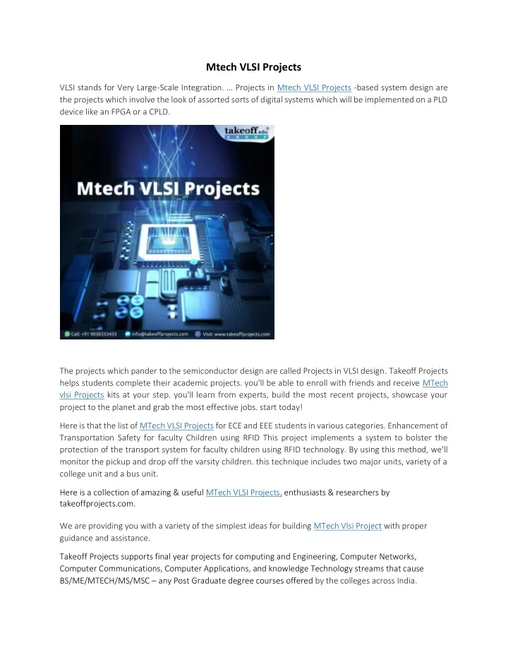 mtech vlsi projects