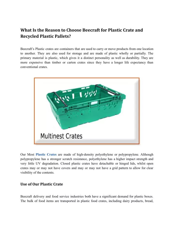 what is the reason to choose beecraft for plastic