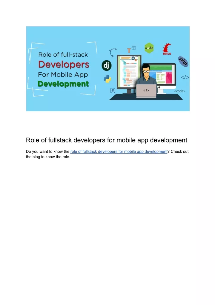 role of fullstack developers for mobile