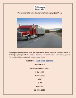 Professional Home Removals Company Near You